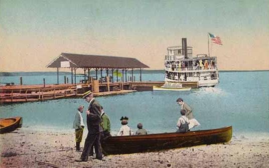 Steamboat Leaving Sebago Lake Station Landing