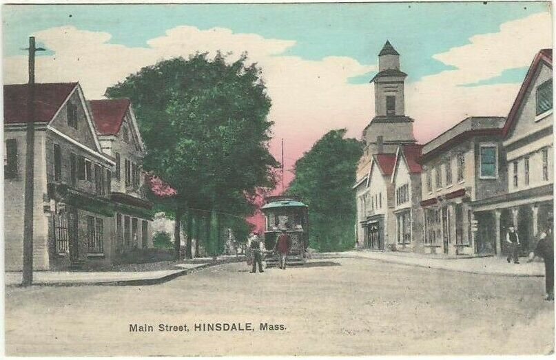 Postcard of streetcar on Main Street in
