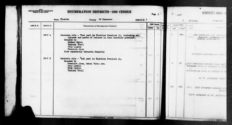 1940 Census Enumeration District Descriptions - Florida - Sarasota County - ED 58-7A, ED 58-7B
