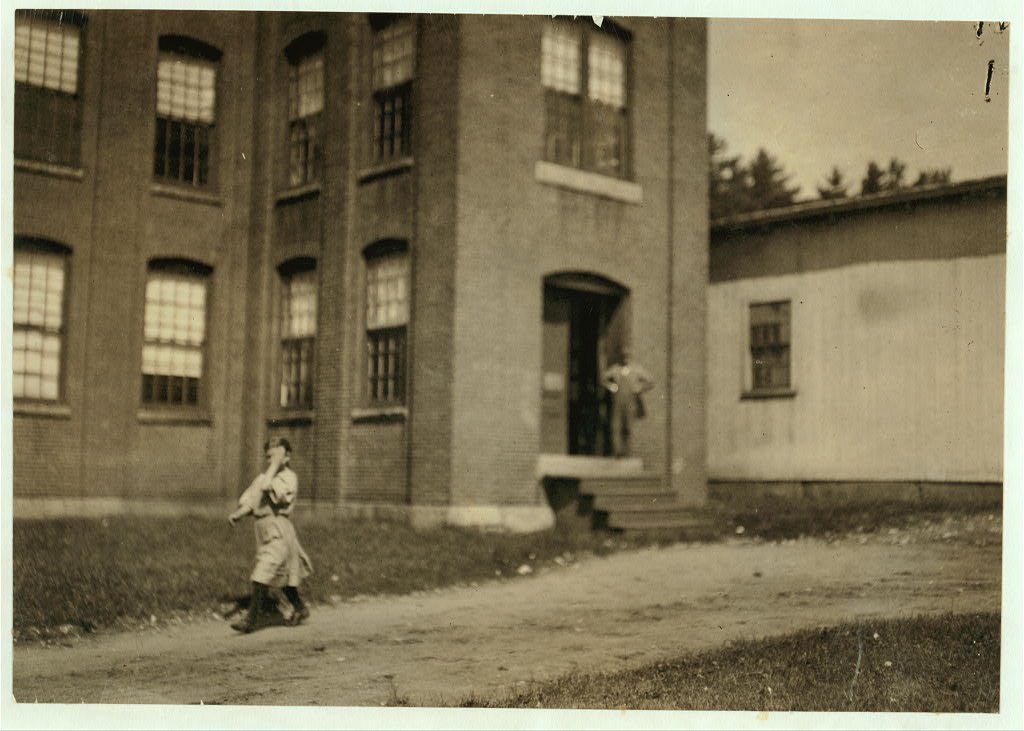 One of the young helpers in the Glenallen Mill. Location: Winchendon, Massachusetts