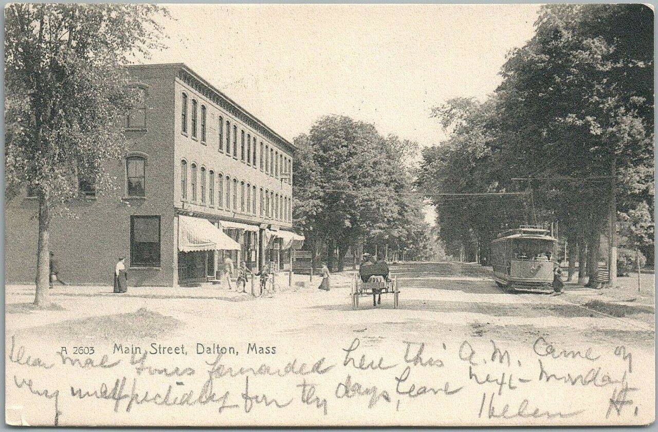 Streetcar on Main Street, Dalton - 1906 postcard