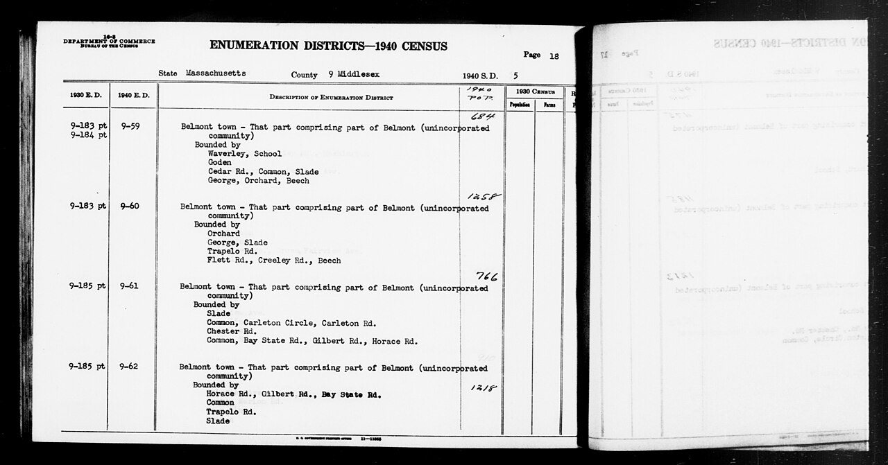 1940 Census Enumeration District Descriptions - Massachusetts - Middlesex County - ED 9-59, ED 9-60, ED 9-61, ED 9-62