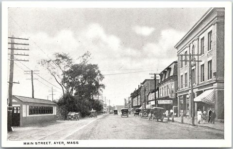 Ayer Main Street white border postcard