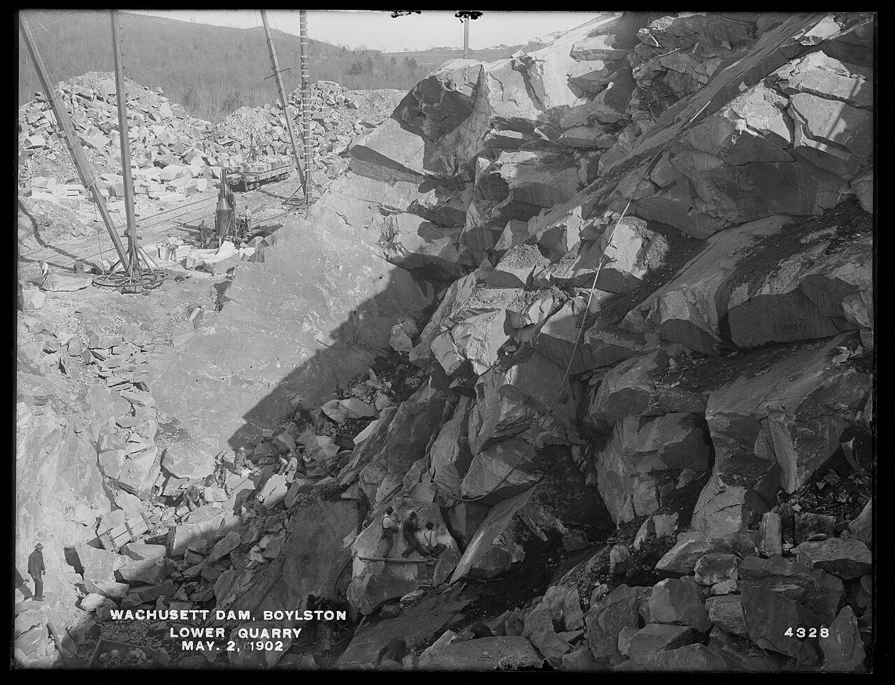Wachusett Dam, lower quarry, Boylston, Mass., May 2, 1902 - DPLA - 1bb7f2e1101746352c2a3d467e6ddcb7
