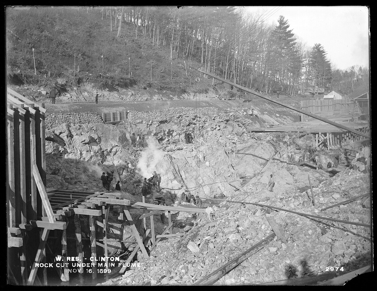 Wachusett Dam, rock cut under main flume, from the southwest, Clinton, Mass., Nov. 16, 1899 - DPLA - f3f652448be8a50082…