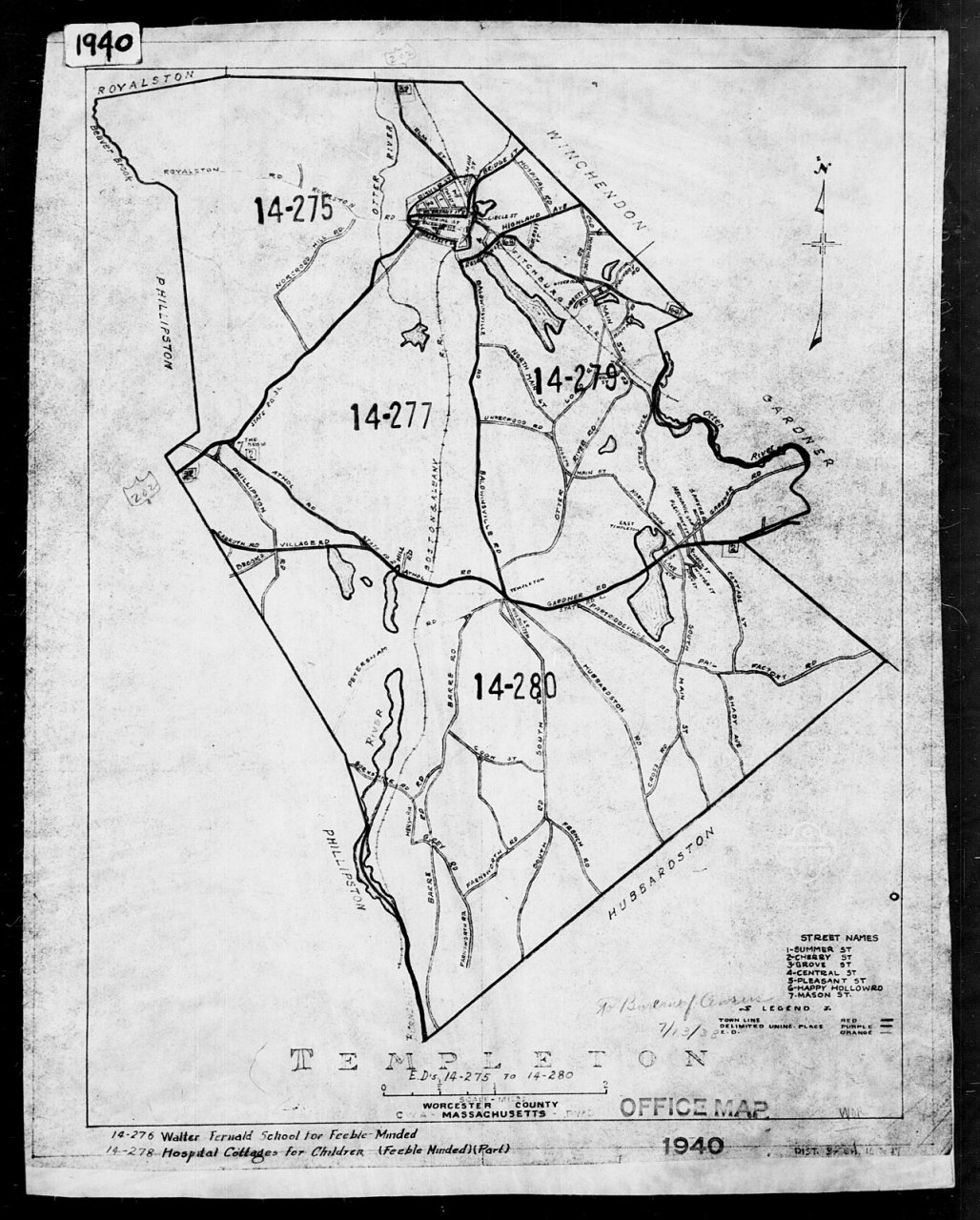 1940 Census Enumeration District Maps - Massachusetts - Worcester County - Templeton - ED 14-275, ED 14-276, ED 14-277,…