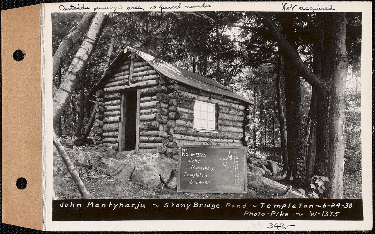 John Mantyharju, camp (Stony Bridge Pond), Templeton, Mass., Jun. 24, 1938 Not acquired, outside surveyed area, no parc…