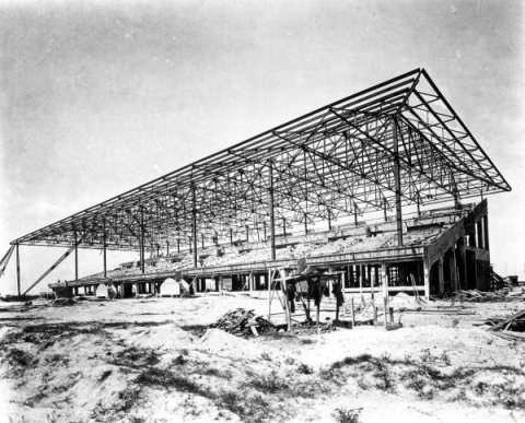 Construction of the Hialeah Park horse racing grandstand
