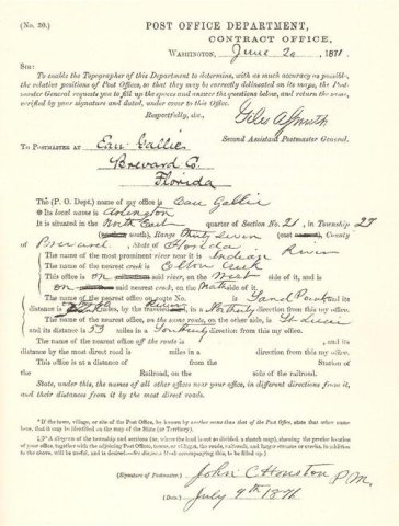 Melbourne Post Office (Florida) historical documents