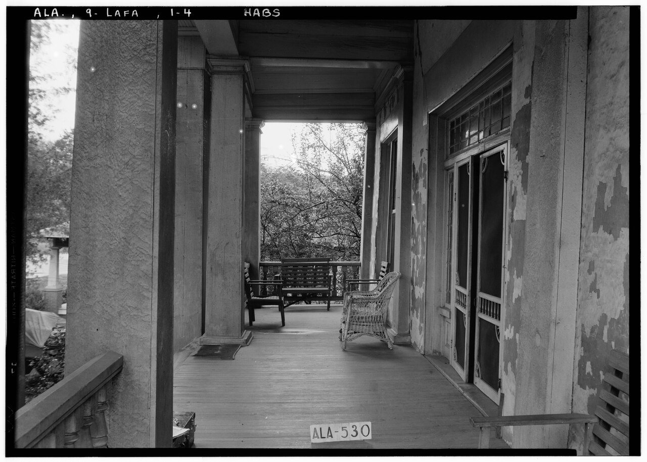VIEW ON FRONT PORCH LOOKING NORTH - Betty McLemore House, 342 North Lafayette Street, Lafayette, Chambers County, AL HA…