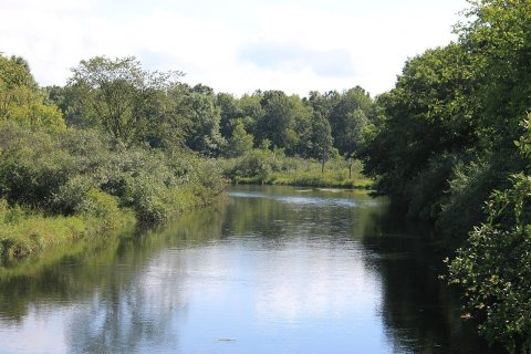 Huron River from Bridge on Kensington Road Green Oak Township Michigan