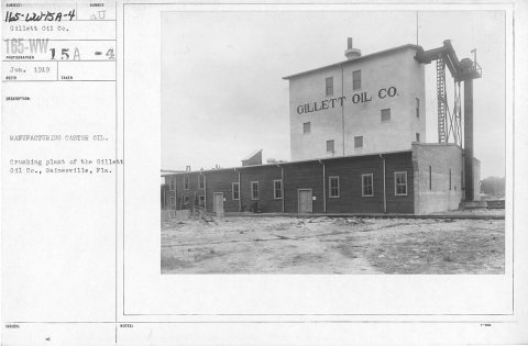 Airplanes - Materials - Manufacturing casot oil. Crushing plant of the Gillett Oil Co., Gainesville, Fla