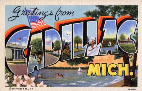Greetings from Cadillac, Michigan - Large Letter Postcard