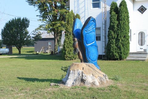 Butterfly Chainsaw Carving, 1324 Wood Road, La Salle Township, Michigan