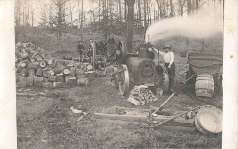 Logging scene in Nadeau, Michigan, 1911