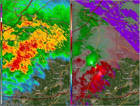 EF3 Ohatchee, AL tornado radar image 1938Z 3-25-2021
