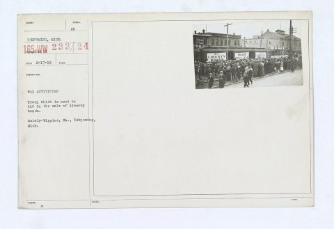 Liberty Bonds - Advertising Methods - WAR ACTIVITIES. Train which is used to aid in the sale of liberty bonds. Gately-W…