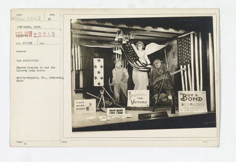 Liberty Bonds - Advertising Methods - WAR ACTIVITIES. Window display to aid the Liberty Loan drive. Gately-Wiggins, Co.…