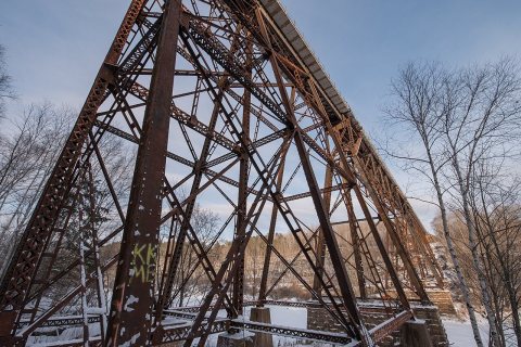Rail Bridge Over the Kettle River - Sandstone Minnesota in Winter