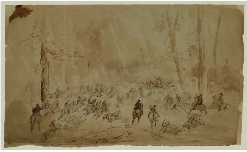 Charge of the 92nd Illinois Mounted Infantry Division near Kingston, Georgia, under Colonel Atkinson