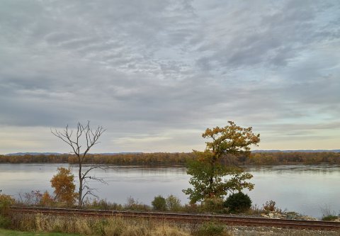 A late-fall view of the Mississippi River off Dresbach, Minnesota