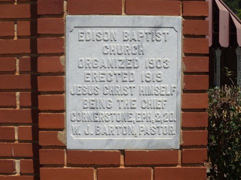 Edison Baptist Church corner stone