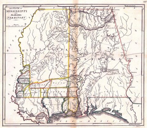 1817 Map of Mississippi and Alabama