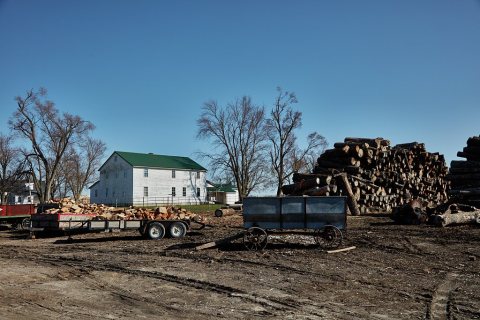 A logging operation in rural Missouri's "Amish County," near the town of Clark