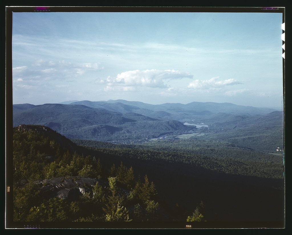 A view looking northeast from the fire tower manned by Barbara Mortensen, a fire and airplane lookout on Pine Mountain