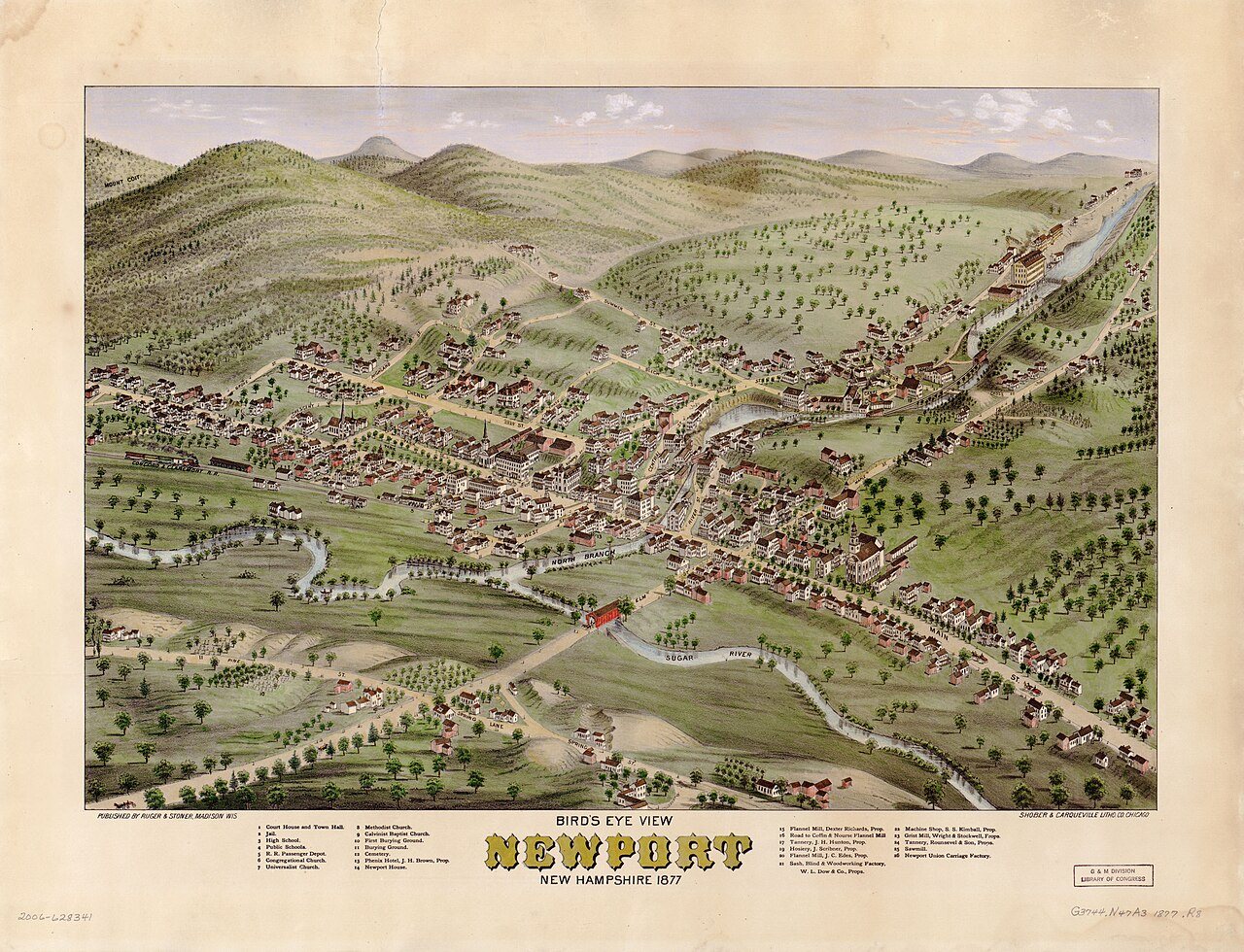 Bird's eye view, Newport, New Hampshire, 1877