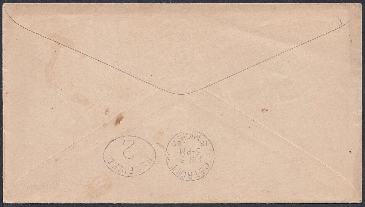Mabbett Groover Melon Exchange Cover to Detroit - 1889-06-03 - reverse