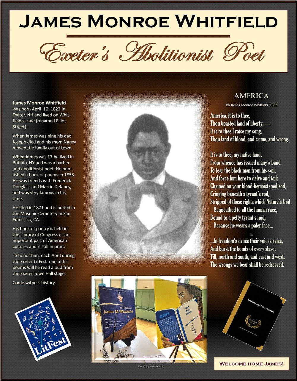 James monroe whitfield poster 22 x 28 Exeter LitFest