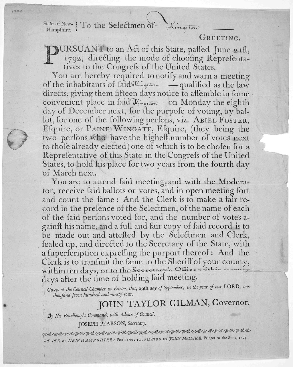 Paine Wingate John Taylor Gilman