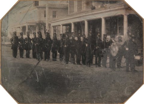 Volunteers leaving for the Mexican War, Exeter, New Hampshire, daguerreotype by E. Punderson, ca.1846
