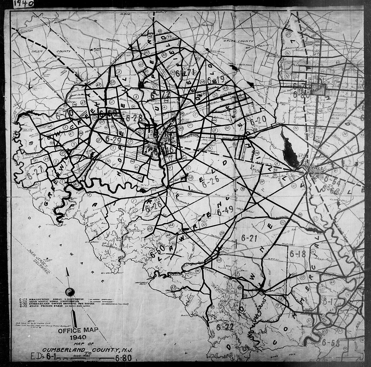 1940 Census Enumeration District Maps - New Jersey - Cumberland County - ED 6-1 - ED 6-80