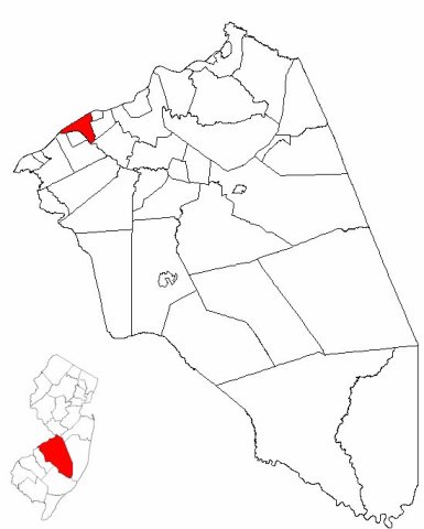 Map of Burlington County highlighting Delanco Township