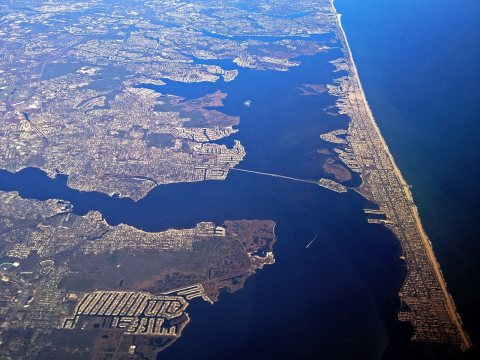 Flying over Barnegat Bay, New Jersey enroute to Bermuda