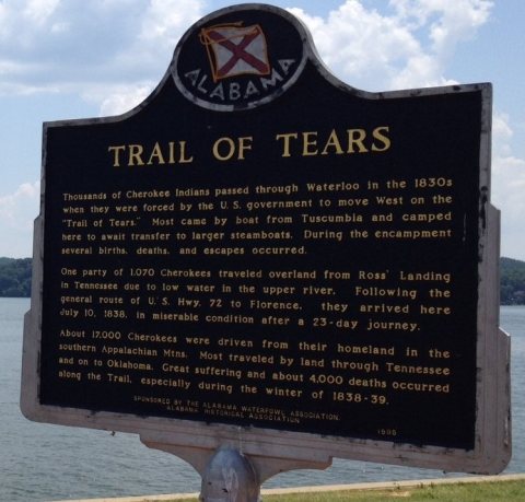 Waterloo Landing, Trail of Tears National Historic Trail National Historic Trail marker on the north shore of Pickwick …