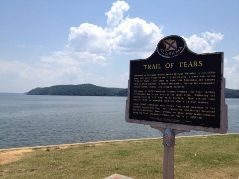 Waterloo Landing, Trail of Tears National Historic Trail National Historic Trail marker on the north shore of Pickwick …