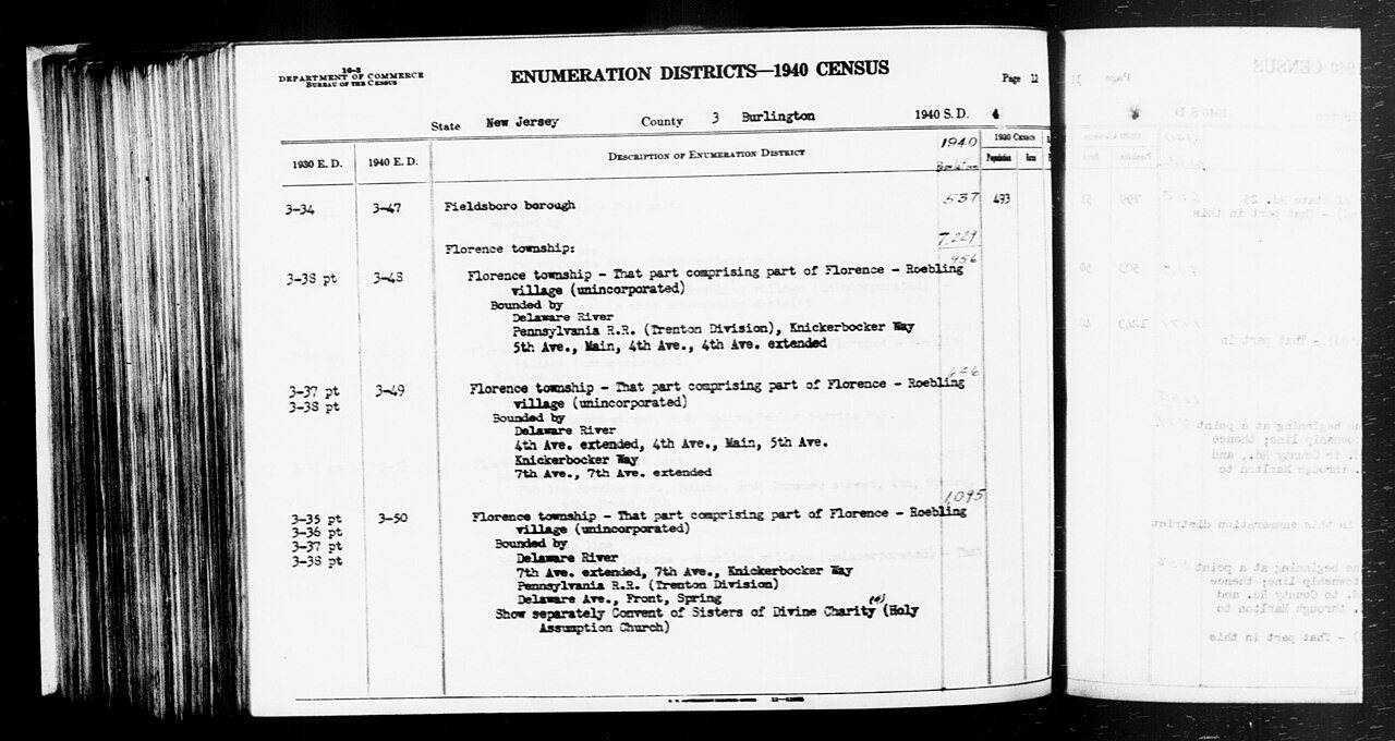 1940 Census Enumeration District Descriptions - New Jersey - Burlington County - ED 3-47, ED 3-48, ED 3-49, ED 3-50
