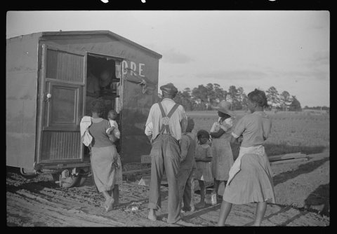 Rolling store which goes from door to door selling groceries, hardware, drygoods, drugs, and a variety of household and…