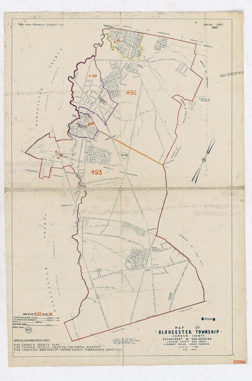 1950 Census Enumeration District Maps - New Jersey (NJ) - Camden County - Gloucester Township - ED 4-89 to 96