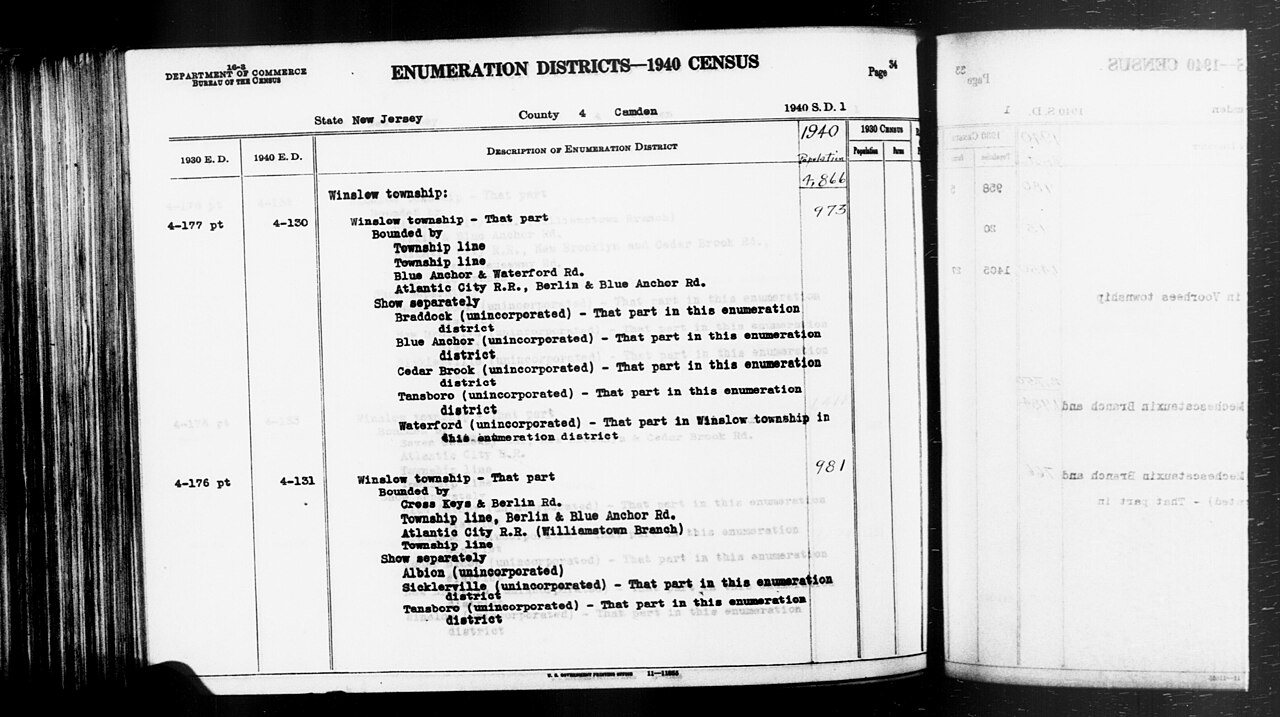 1940 Census Enumeration District Descriptions - New Jersey - Camden County - ED 4-130, ED 4-131