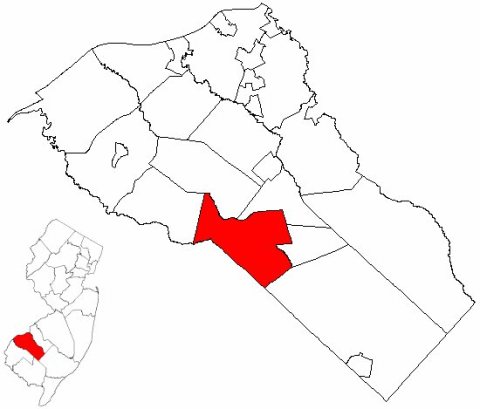 Map of Gloucester County highlighting Elk Township