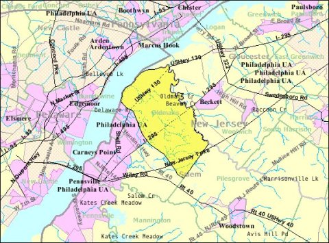 Census Bureau map of Oldmans Township, New Jersey