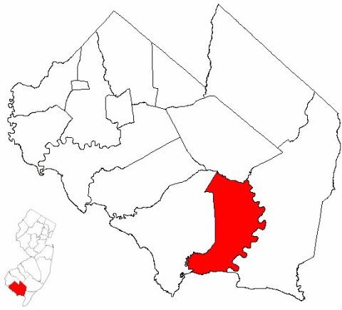 Map of Cumberland County highlighting Commercial Township