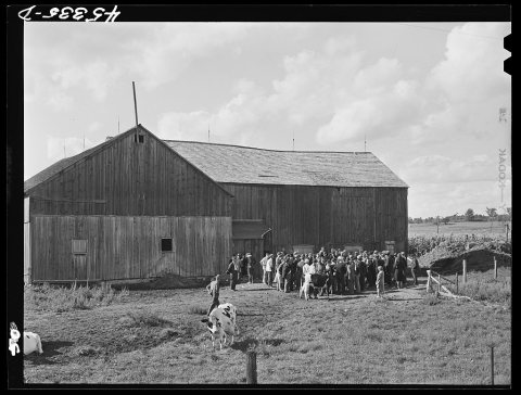 The Pine Camp military area near Watertown, New York, which was expanded under FSA (Farm Security Administration) super…
