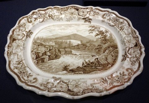 Little Falls at Luzerne, Hudson River, by James and Ralph Clews, Cobridge, Stoke-on-Trent, England, 1829-1836, glazed e…