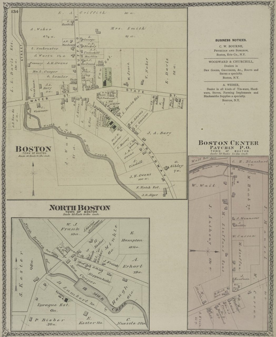 Boston (Village); North Boston (Village); Business Notices.; Boston Center Patchin P.O. (Village)
