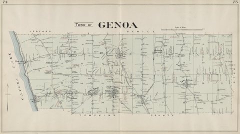 Cayuga County, Left Page (Map of town of